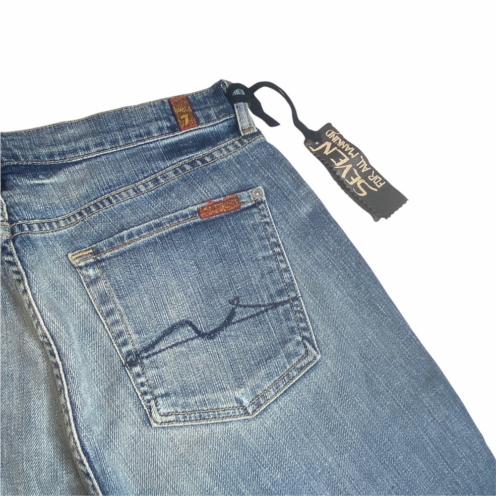 HTF: 7 For All Mankind® x Great China Wall ☻︎ 7 Leather Patch Standard Jeans ☻ - Picture 11 of 16